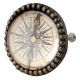 Vintage Compass Inside Round Iron Glass Dresser Knob