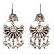 92.5 Sterling Silver Earrings Fan Shaped With Hanging Silver Beads