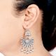 92.5 Sterling Silver Earrings Fan Shaped With Hanging Silver Beads