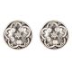 92.5 Sterling Silver earrings Small Floral Design Embossed Oxidized Stud Earrings