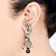 Sterling 92.5 Pure Silver Designer Earrings Jhumkies With Black Beads and Bird Stud