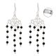 92.5 Sterling Silver Earrings Long Danglers With Tiny Black Onyx Beads