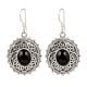 92.5 Sterling Silver Drop Dangle Earrings With Black Stone