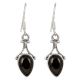 92.5 Sterling Silver Earrings Onyx Teardrop Drop Ethnic Earrings