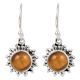 92.5 Sterling Silver Earrrings Round Tiger Eye Hanging Earrings