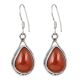 92.5 Sterling Silver Earrings Red Jasper Raindrop Studded Earrings