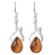 92.5 Sterling Silver Earrings Tear Drop Tiger Eye Fancy Earrings