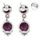 92.5 Sterling Silver Dangle Earrings Round Amethyst Earrings