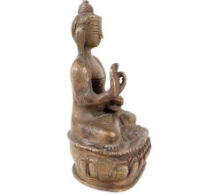 Brass Buddha Statue With Alms Bowl Meditation Pose