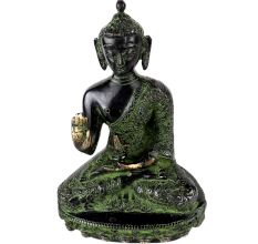 Brass Meditating Blessing Buddha Statue  with Glass Finish