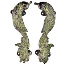 Brass Door Handle Peacock Figurine Design Door Pull with Patina