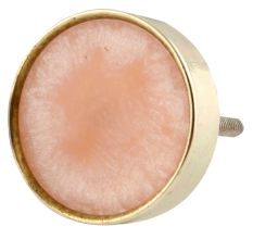 Pink Round Metal and Resin Drawer Knob