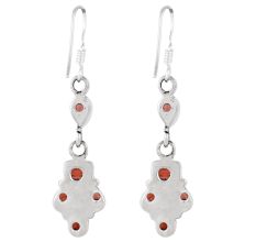 92.5 Sterling Silver Earrings  Red Garnet Natural Stones Earrings