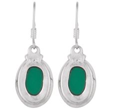 92.5 Sterling silver Earring Green Onyx Hook Everday Earring