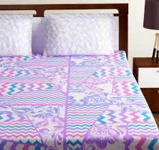 Bombay Dyeing Lavender Abstract 180 TC Cotton Double 1 Bedsheet With 2 Pillow Covers