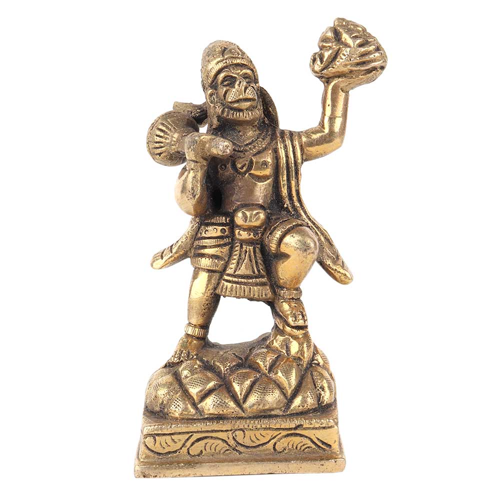 Brass Hanuman Standing Statue Hinduism Religious Gift