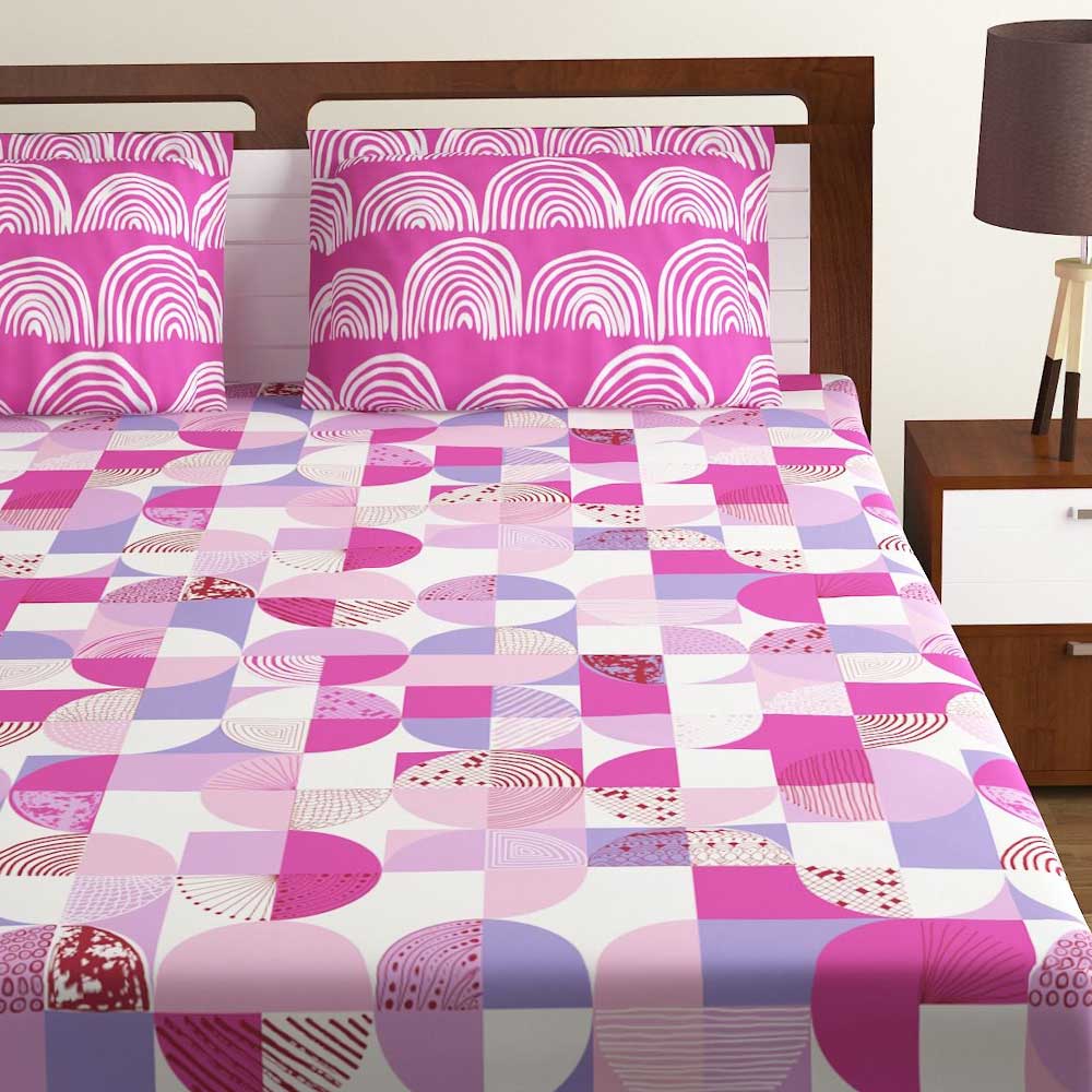 bombay dyeing cotton double bedsheet with 2 pillow covers