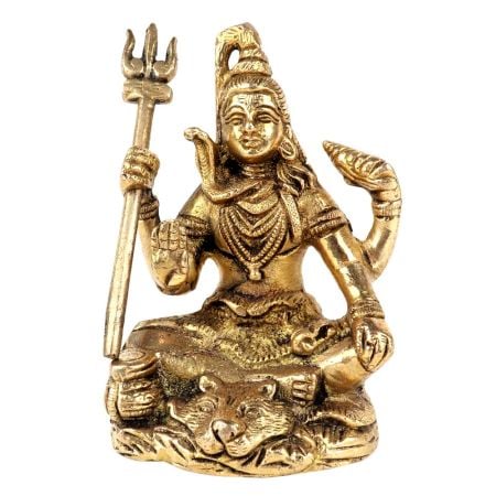 Brass Shiva Statue Ashirwad Mudra Meditation Idol