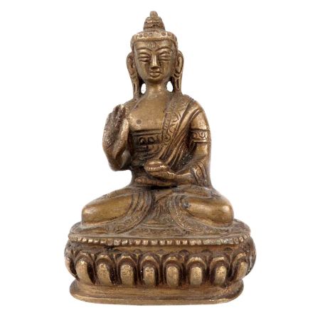 Brass Buddha Statue With Alms Bowl Meditation Pose