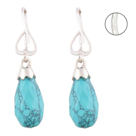 Turquoise And 92.5 Sterling Silver Earrings Danglers