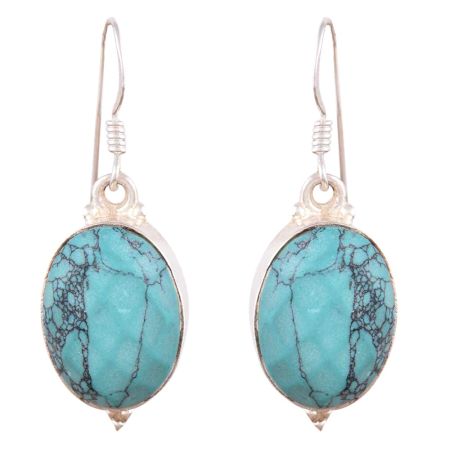 92.5 Sterling Silver Earrings Turquoise Drop Dangle Earrings