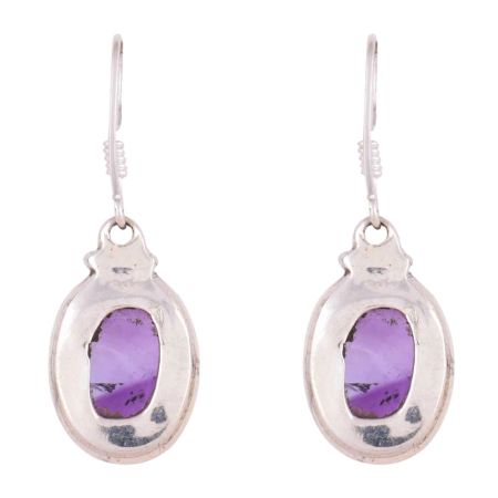 92.5 Sterling Silver Earrings Oval Amethyst Hook Earrings