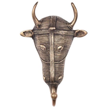 Brass Tribal Bull Face Wall Hook