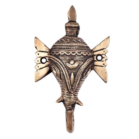 Brass Tribal Elephant Face Wall Hook With Long Ears