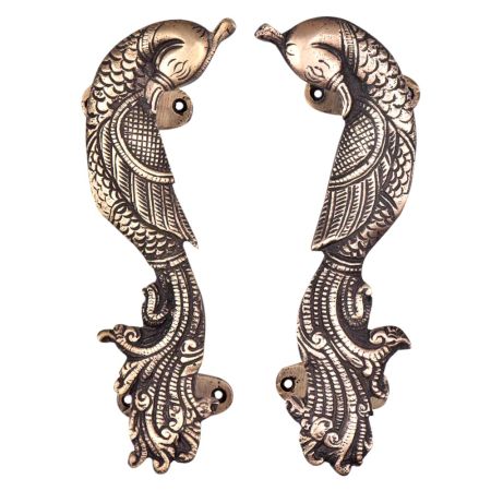 Brass Door Handle Peacock Figurine Design Door Pull