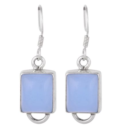 92.5 Sterling Silver Earrings Square Aquamarine Amethyst Hook Earrings