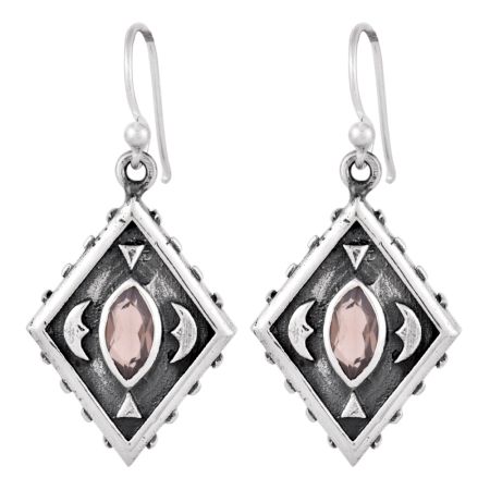 92.5 Sterling Silver Earrings Rose Quartz Kite Earrings