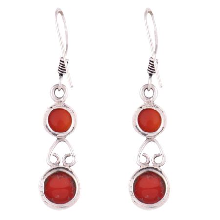 92.5 Sterling Silver Earrings Red Onyx Dangle Earrings