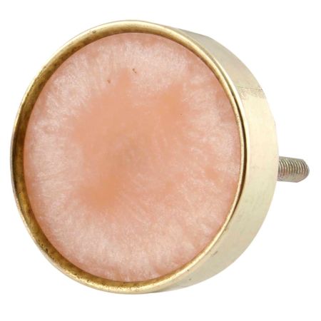 Pink Round Metal and Resin Drawer Knob