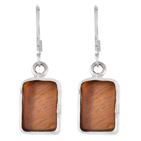 92.5  Sterling Silver Earrings Square Tigers Eye Natural Stone Earrings