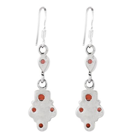 92.5 Sterling Silver Earrings  Red Garnet Natural Stones Earrings