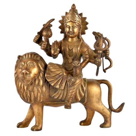 Brass Durga Ma Statue Ambe Ma Shera Wali Idol