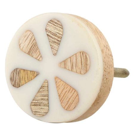 White Dendrobium Orchid Wooden Dresser Knobs