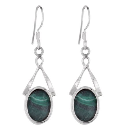 92.5 Sterling Silver Earrings Malachite Drop Earrings