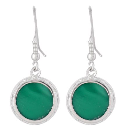 92.5 Sterling Silver Earrings Green Onyx Faceted Drop Earrings
