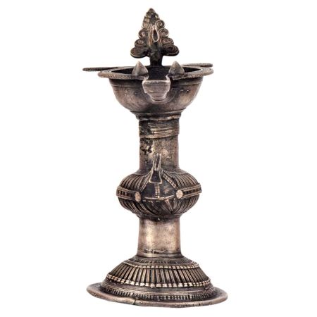 Handcrafted Brass Oil Lamp Deepak With StandÂ With Two Peacock Figurines