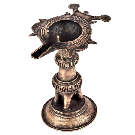 Handcrafted Brass Oil lamp Dhokra Brass Hand Oil Lamp