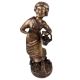 Brass English Statue Young Girl With Flower Basket