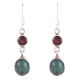 92.5 Sterling Silver Earrings Garnet Melachite Dangle Earrings