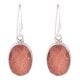 92.5 Sterling Silver Earrings Big Brown Sunstone Wire Hook Earrings