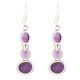 92.5Sterling Silver Dangle Earrings Three Stone Faceted Amethyst Earrings