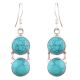 92.5 Sterling Silver Earrings Round Turquoise Dangle Earrings