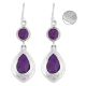 92.5 Sterling Silver Earrings Amethyst Crystal Drop Earrings