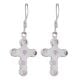 92.5 Sterling Silver Earrings Amethyst Cross Design Dangle Earrings