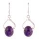92.5 Sterling Silver Earrings Amethyst Bezel Set Hook Earrings