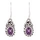 92.5 Sterling Silver Earrings Amethyst And Floral Carvings Dangle Earrings